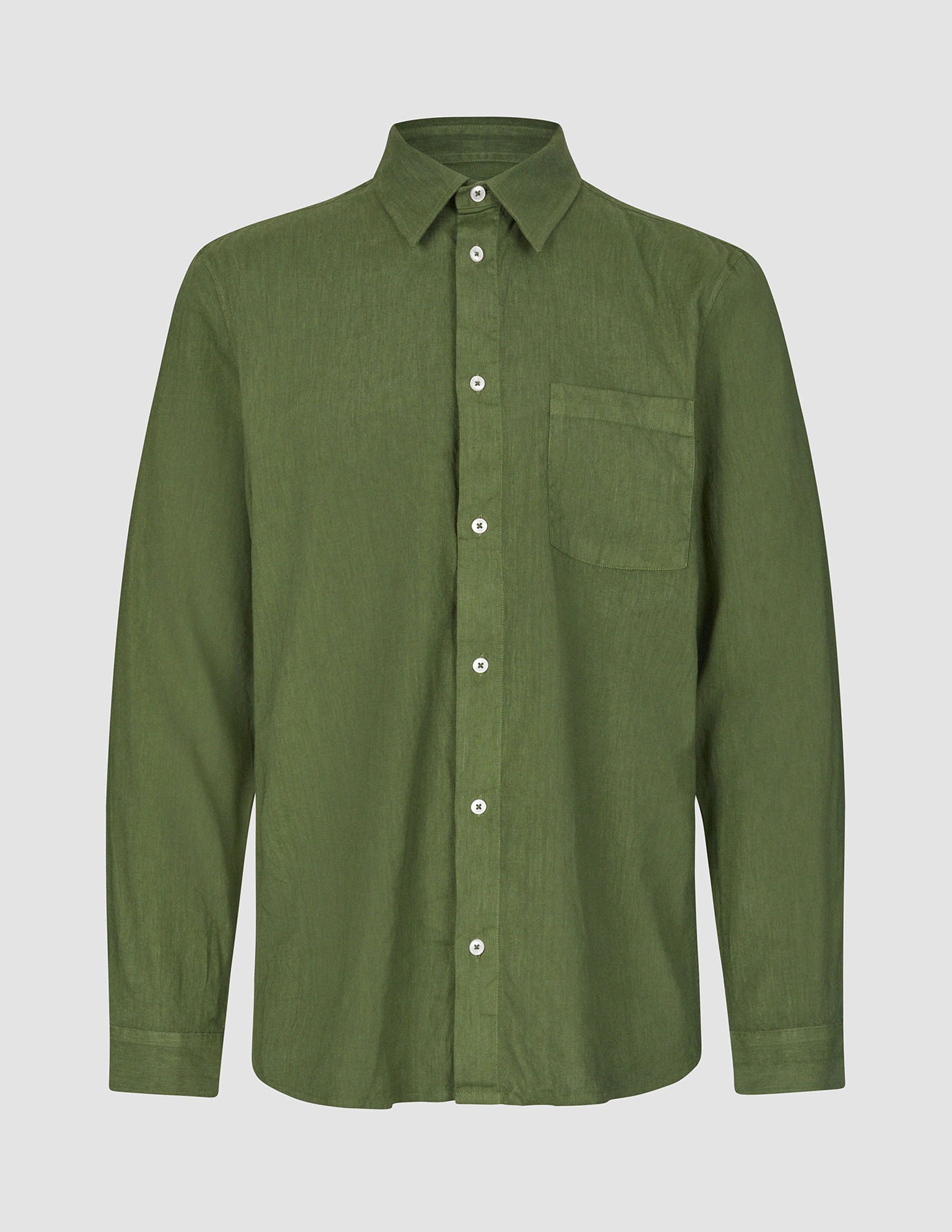 Refined Linen Long Sleeve Shirt Clover Green